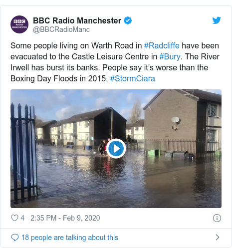 Storm Ciara: River Irwell bursts banks at Ramsbottom - BBC News
