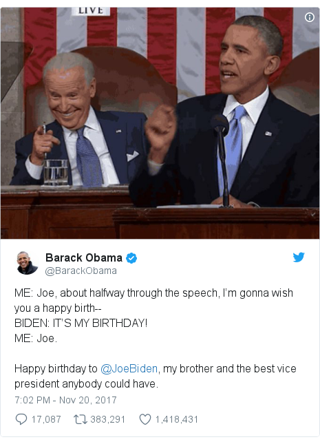 Obama sends 'bro' Biden a meme for his birthday - BBC News