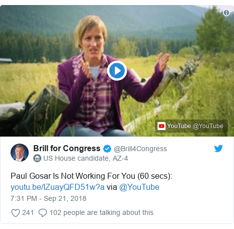 Twitter post by @Brill4Congress: Paul Gosar Is Not Working For You (60 secs)   via @YouTube