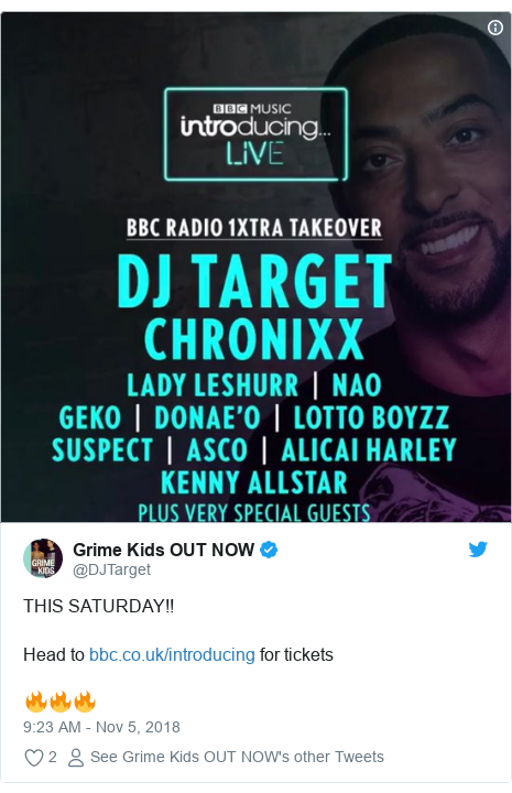 Twitter post by @DJTarget: THIS SATURDAY!! Head to  for tickets 🔥🔥🔥 
