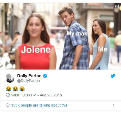 Twitter post by @DollyParton: 😂 😂 😂 