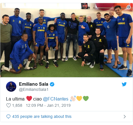 Twitter post by @EmilianoSala1: La ultima ❤️ ciao @FCNantes ???? 