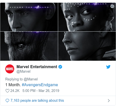 Twitter post by @Marvel: 1 Month. #AvengersEndgame 
