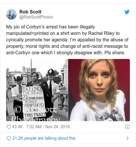 Rachel Riley S Jeremy Corbyn T Shirt Morally Wrong Photographer Says Bbc News