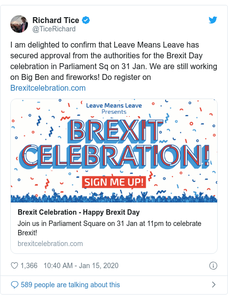 Brexit: 31 January gathering in London gets go-ahead - BBC ...