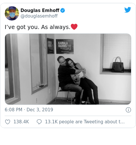 Twitter post by @douglasemhoff: I’ve got you. As always.❤️ 