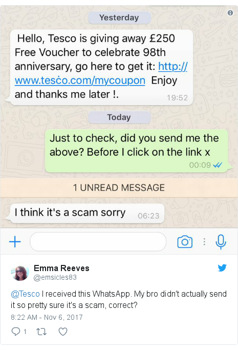 number security my compromised social was supermarket voucher BBC WhatsApp:  works How the scam News