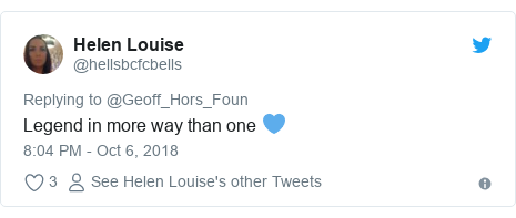 Twitter post by @hellsbcfcbells: Legend in more way than one 💙