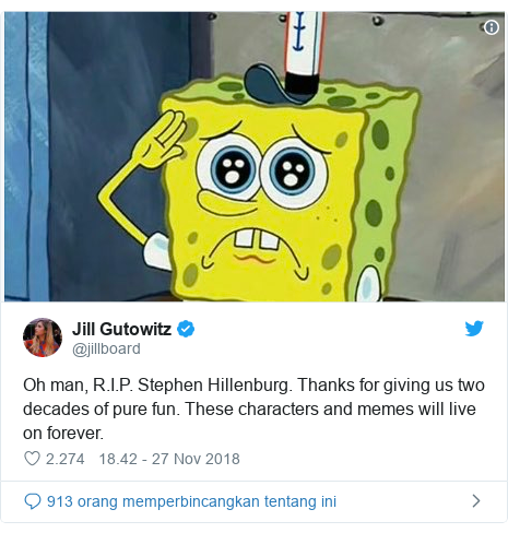 Stephen Hillenburg Pencipta SpongeBob  meninggal dunia 