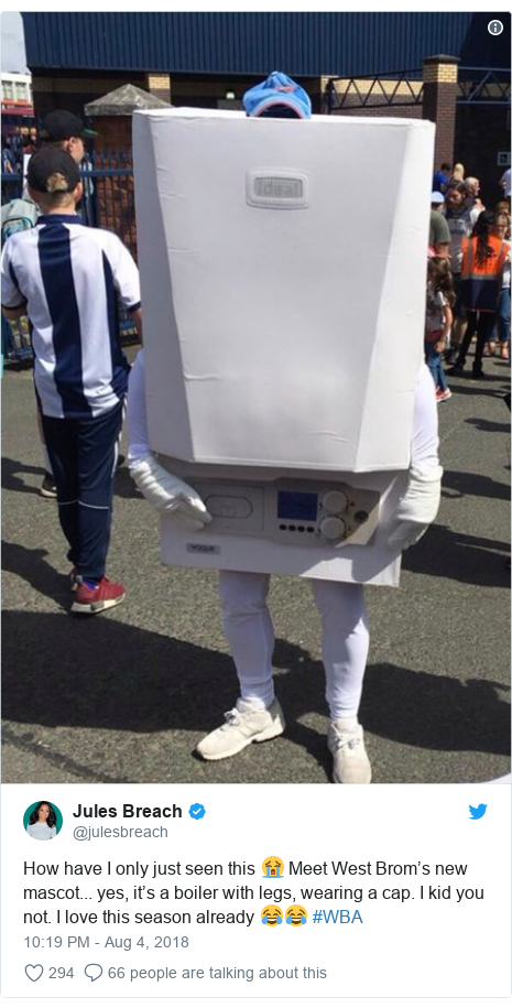 Twitter reacts to West Bromwich Albion boiler mascot - BBC ...