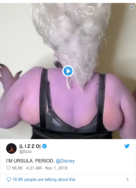 Twitter post by @lizzo: I’M URSULA. PERIOD. @Disney 