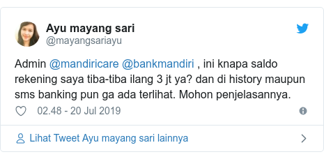 Saldo Bank Mandiri Pihak bank sebut rekening nasabah 