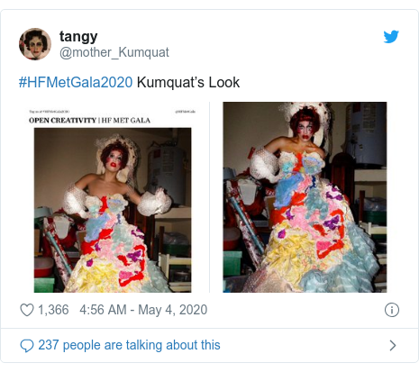 Twitter post by @mother_Kumquat: #HFMetGala2020 Kumquat’s Look 