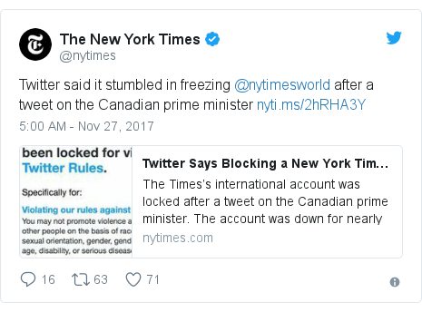 Twitter Blocks New York Times By Mistake - BBC News