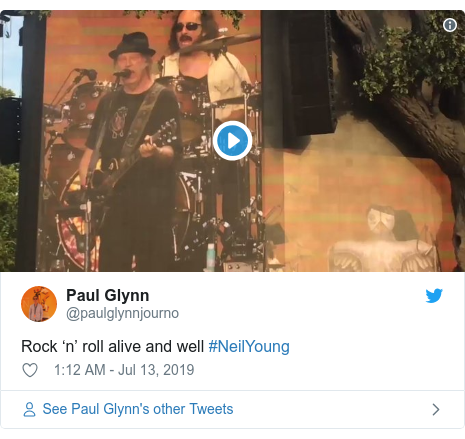 Twitter post by @paulglynnjourno: Rock ‘n’ roll alive and well #NeilYoung 