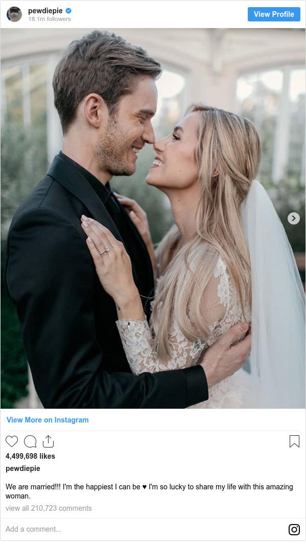Pewdiepie And Marzia Bisognin Marry At Kew Gardens Bbc News