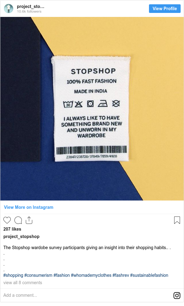Instagram post by project_stopshop: The Stopshop wardobe survey participants giving an insight into their shopping habits.. .
.
.
.
.
#shopping #consumerism #fashion #whomademyclothes #fashrev #sustainablefashion