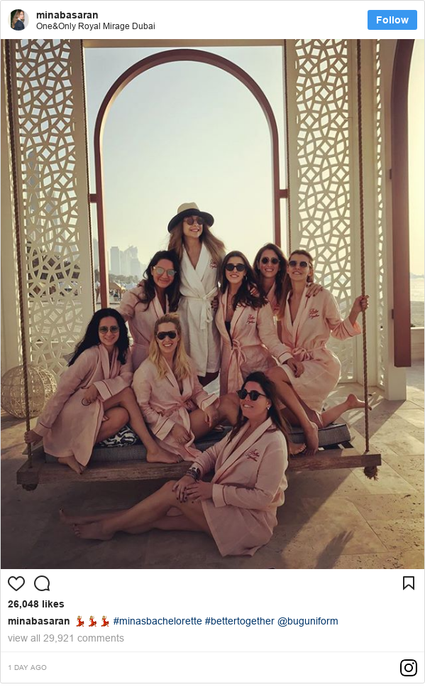 Instagram post by minabasaran: 💃🏼💃🏼💃🏼 #minasbachelorette #bettertogether @buguniform