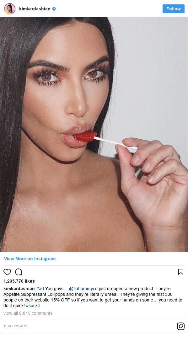Kim Kardashian Called Toxic For Advertising Diet Lollipop Bbc News