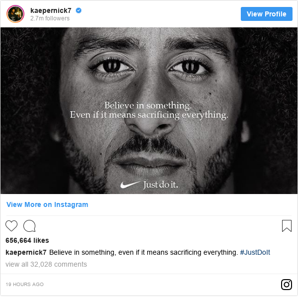 instagram post by kaepernick7 believe in something even if it means sacrificing everything - colin kaepernick instagram followers