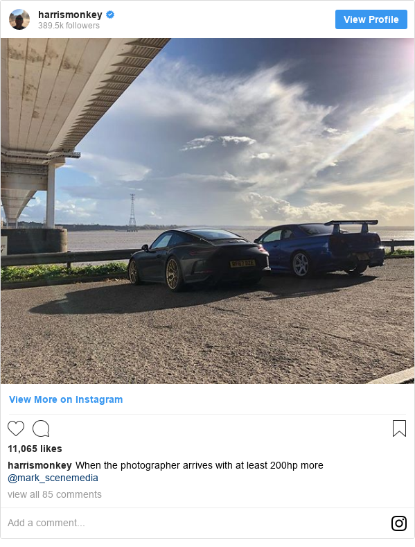 Instagram post by harrismonkey: When the photographer arrives with at least 200hp more @mark_scenemedia
