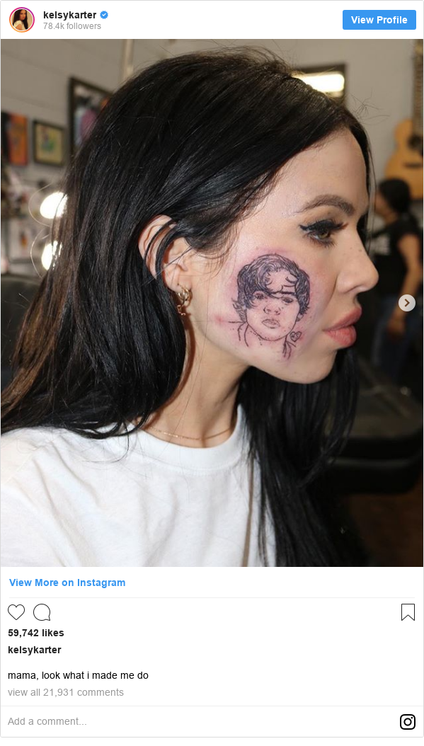 Harry Styles Face Tattoo Is Fake Singer Kelsy Karter Admits Bbc