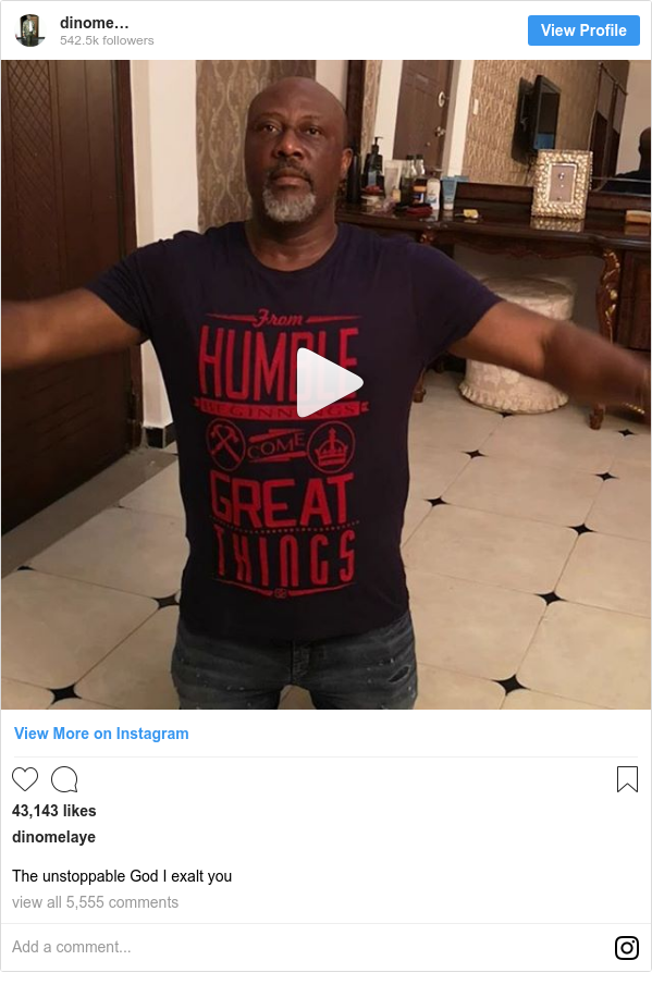 Instagram post by dinomelaye: The unstoppable God I exalt you