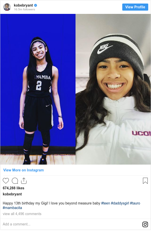 Gianna Bryant Young Basketball Talent Killed Alongside Father