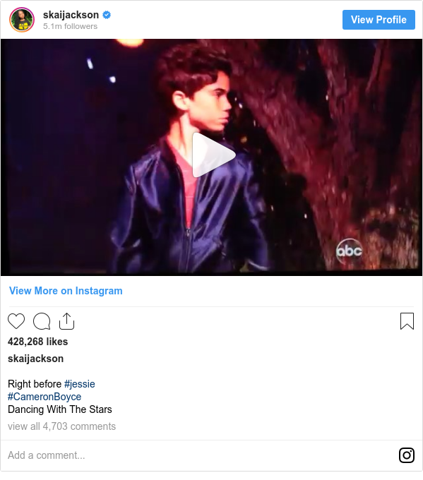 Instagram post by skaijackson: Right before #jessie 
#CameronBoyce
Dancing With The Stars