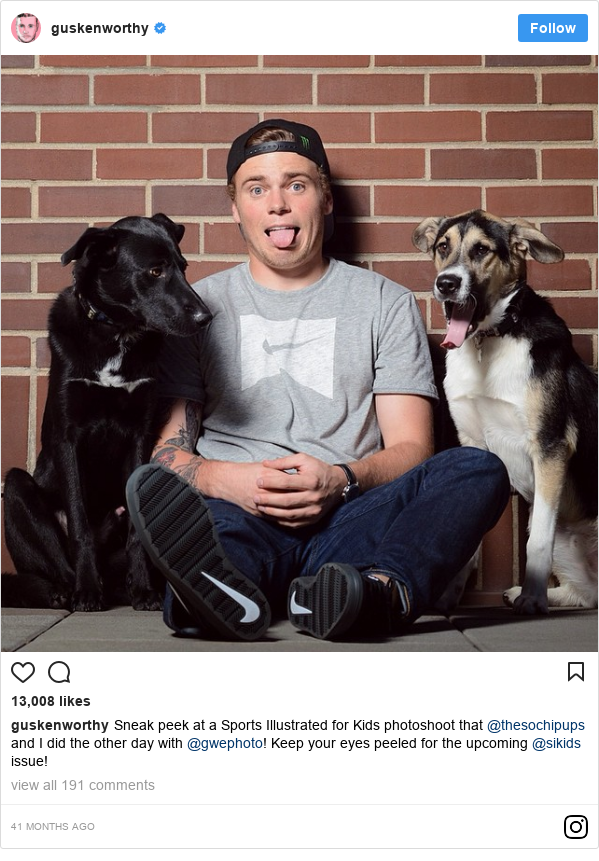 Instagram post by guskenworthy: Sneak peek at a Sports Illustrated for Kids photoshoot that @thesochipups and I did the other day with @gwephoto! Keep your eyes peeled for the upcoming @sikids issue!