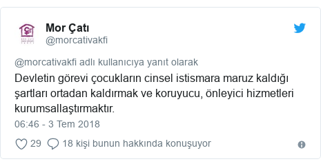 @morcativakfi tarafından yapılan Twitter paylaşımı: Devletin görevi çocukların cinsel istismara maruz kaldığı şartları ortadan kaldırmak ve koruyucu, önleyici hizmetleri kurumsallaştırmaktır.