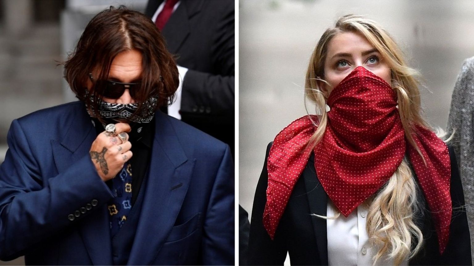 Johnny Depp and Amber Heard arrive at court in London on Thursday