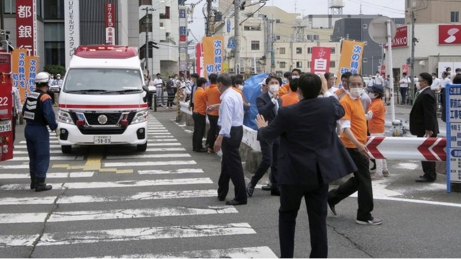 Scene of the attack in Nara, western Japan. Photo: 8 July 2022