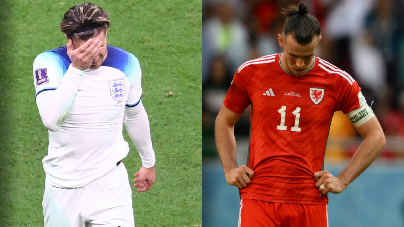 Jack Grealish and Gareth Bale looking frustrated after their games for England and Wales