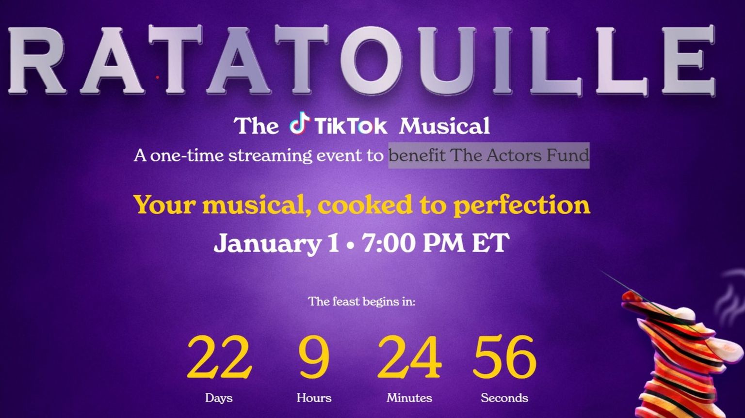 Screen grab of the online ad for Ratatouille the Tik Tok musical