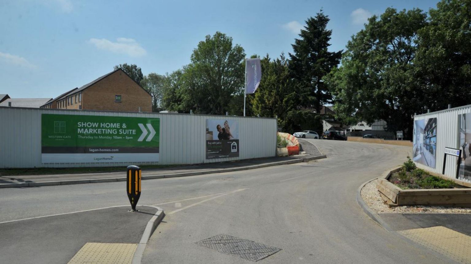 The entrance of a housing development 