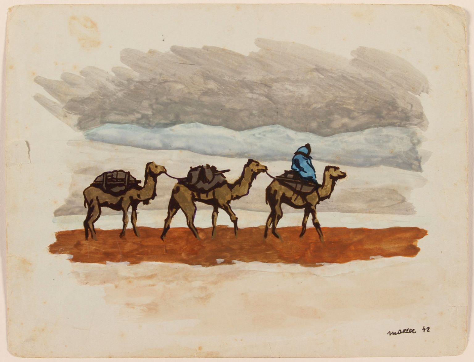 Rider and Three Camels, Kyrgyzstan, 1942