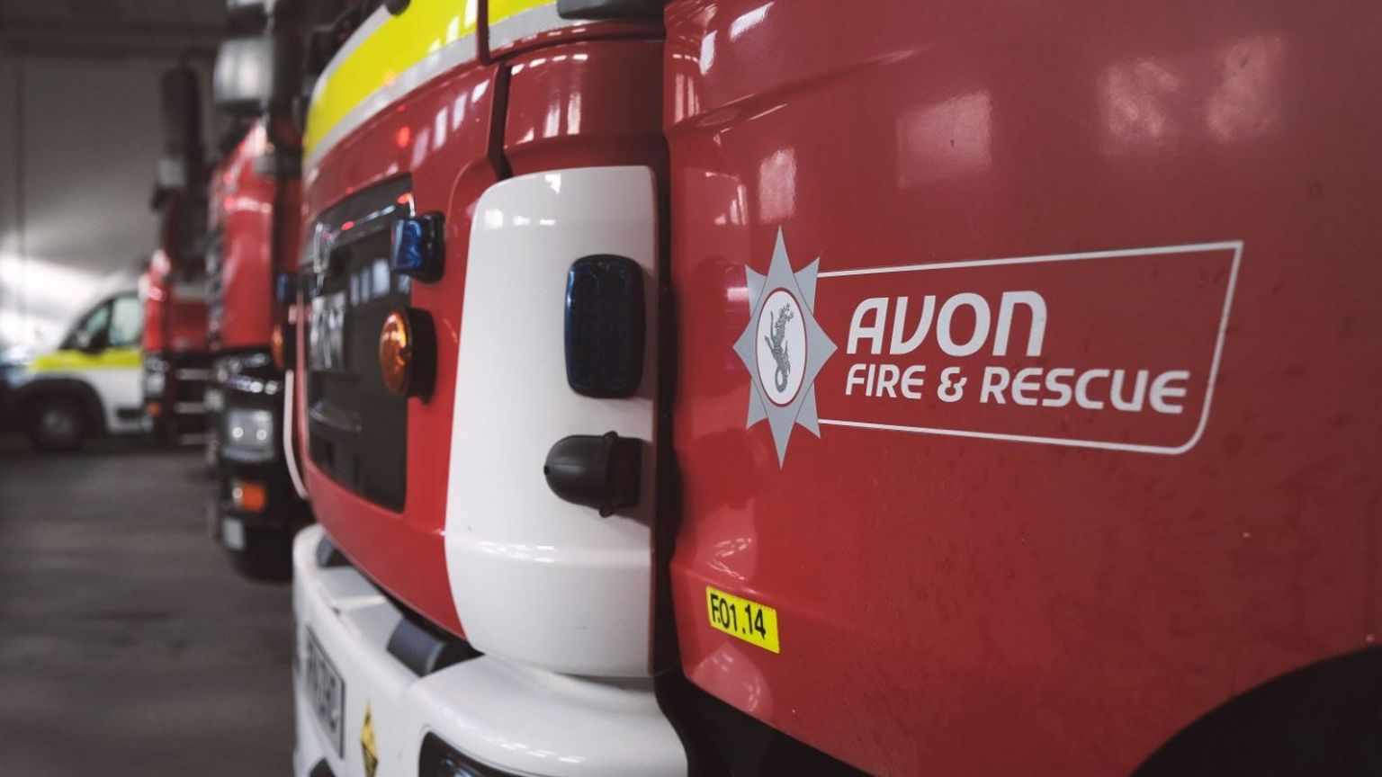 Photo of an Avon Fire & Rescue logo on a fire truck