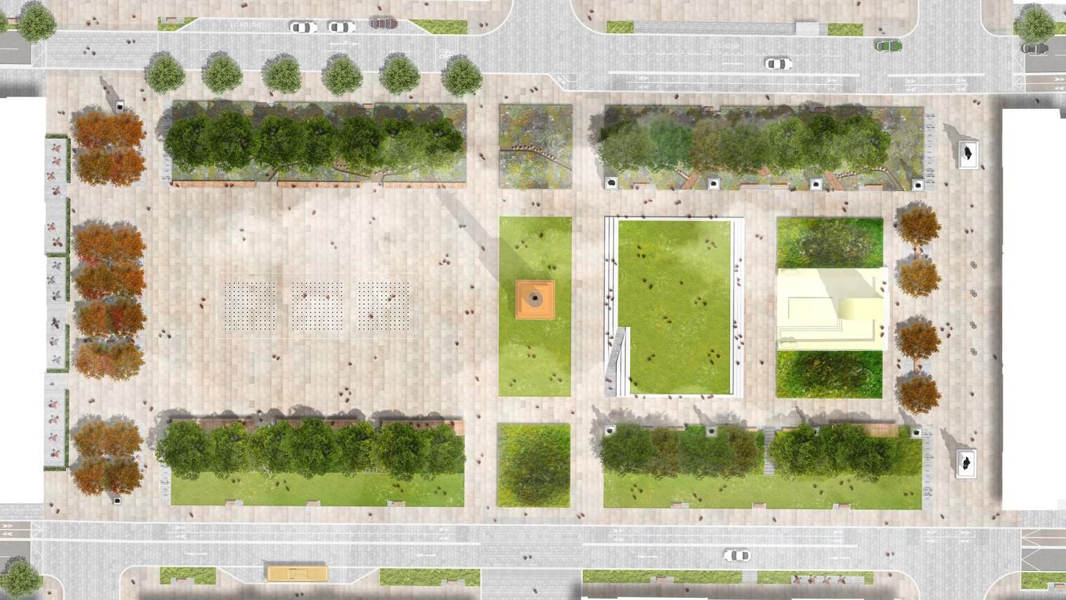 Bird's eye view of plans for George Square