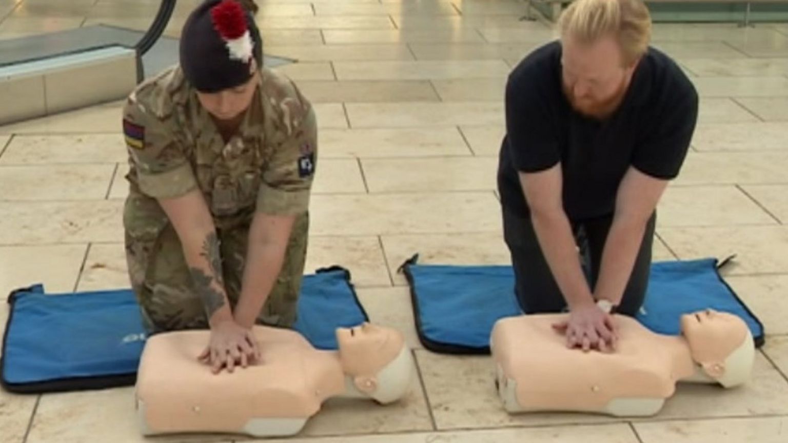 CPR demonstration with dummies