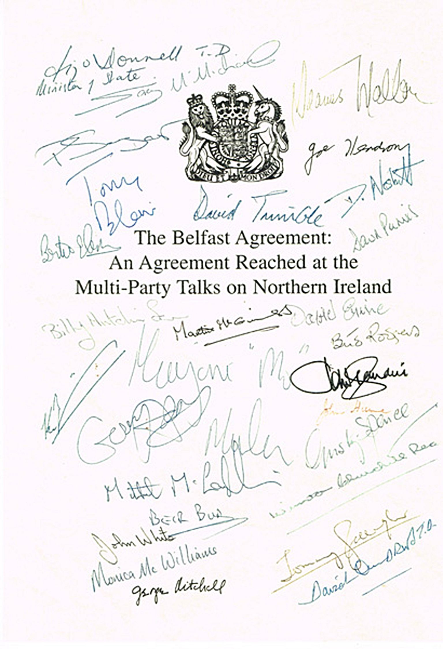 Front cover of the Good Friday Agreement