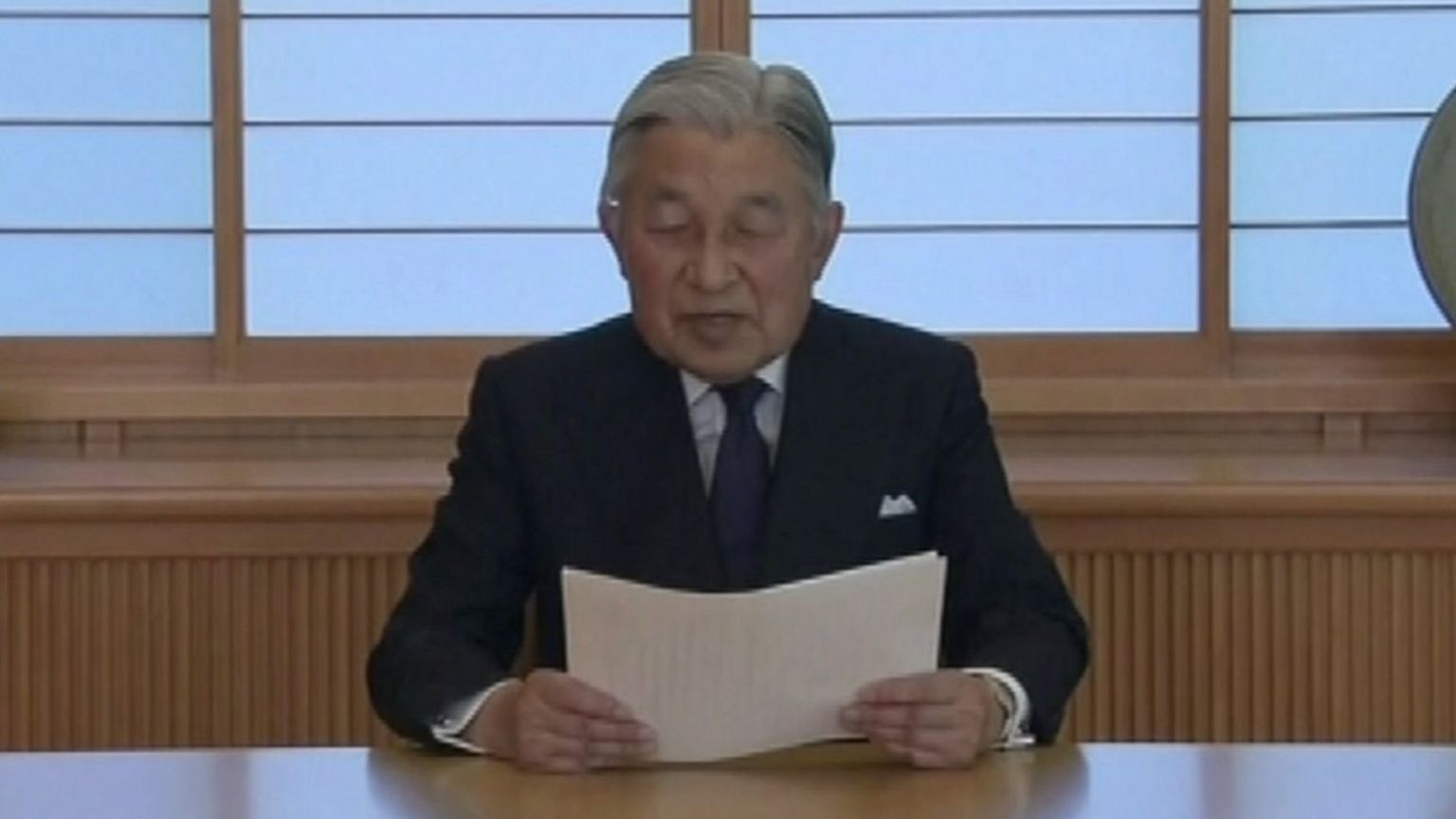 The Emperor, making his address on 8 August 2016.