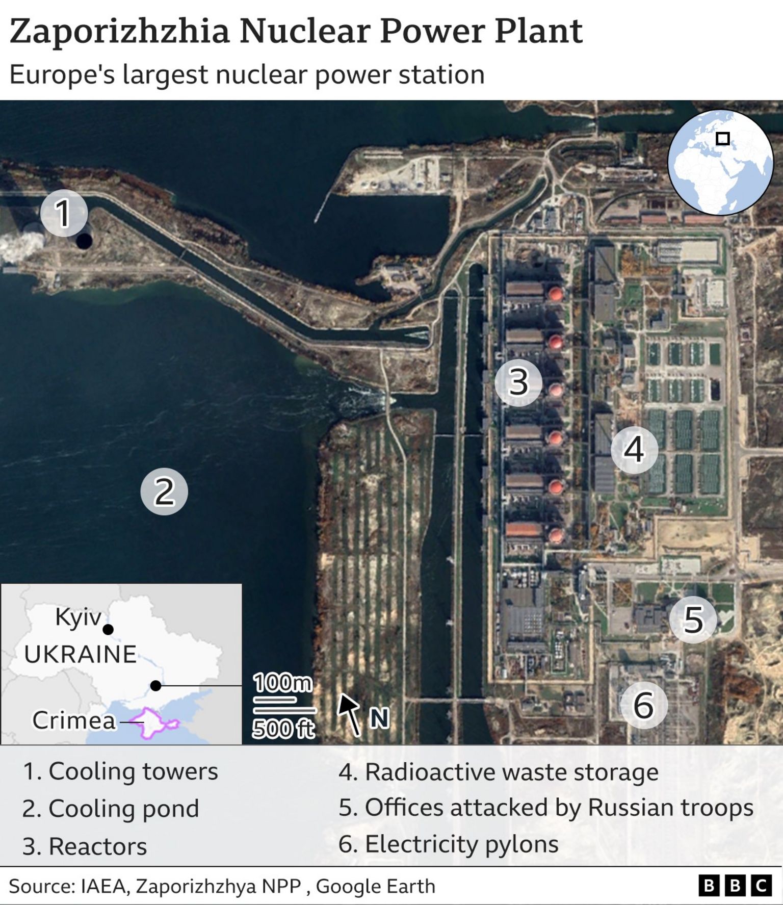 Satellite image of Zaporizhzhia power plant