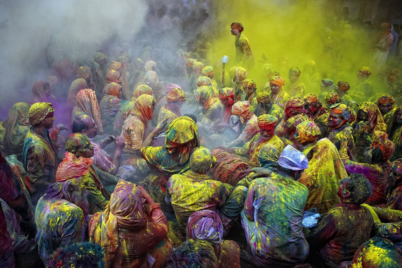 The Hindu festival of Holi. Mathura, Uttar Pradesh, India