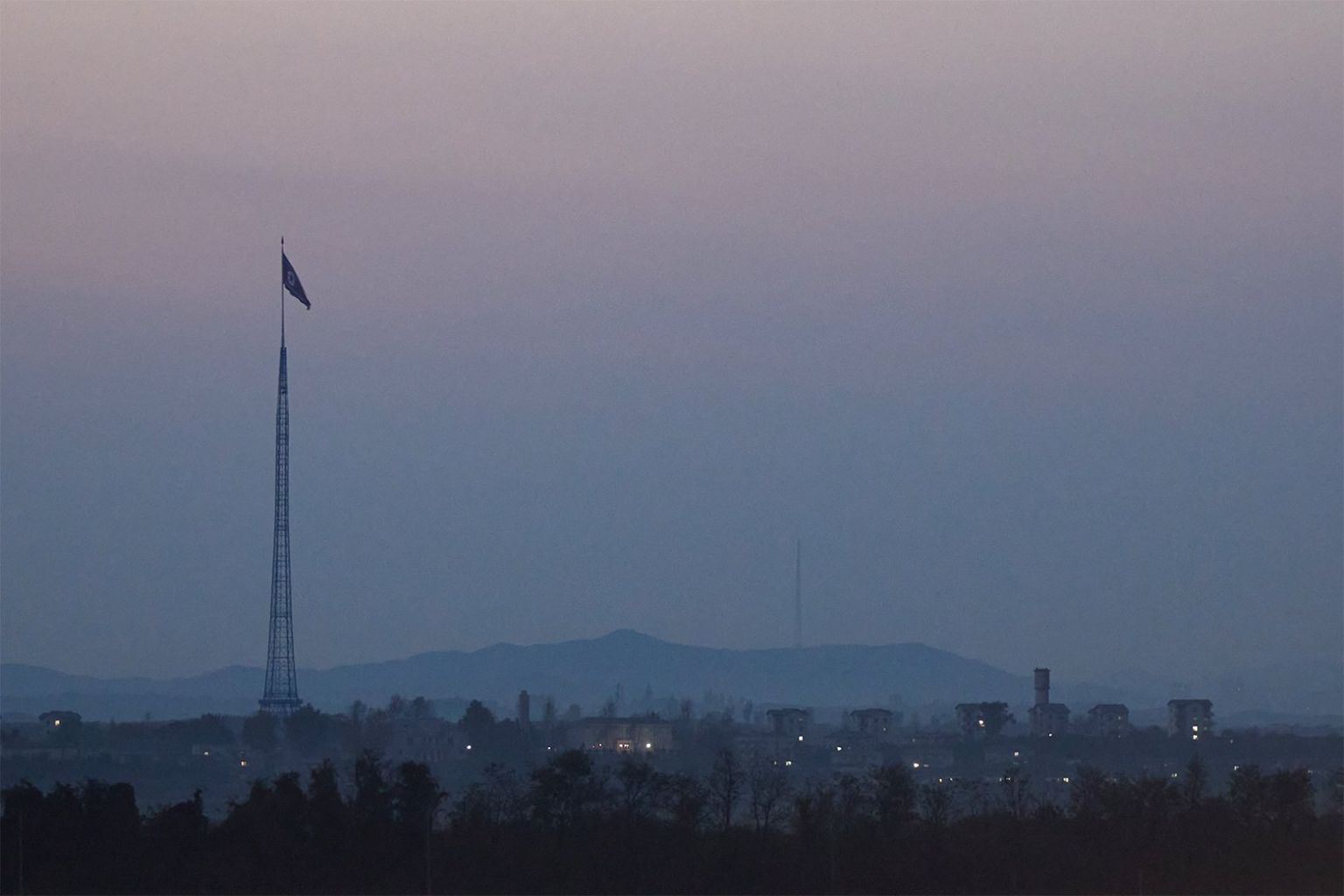 View of the North Korean village at night