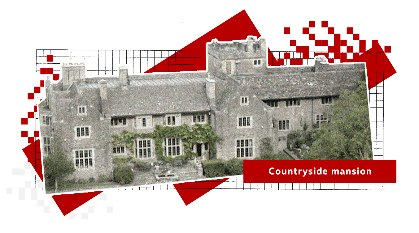 Stylised graphic showing the countryside mansion