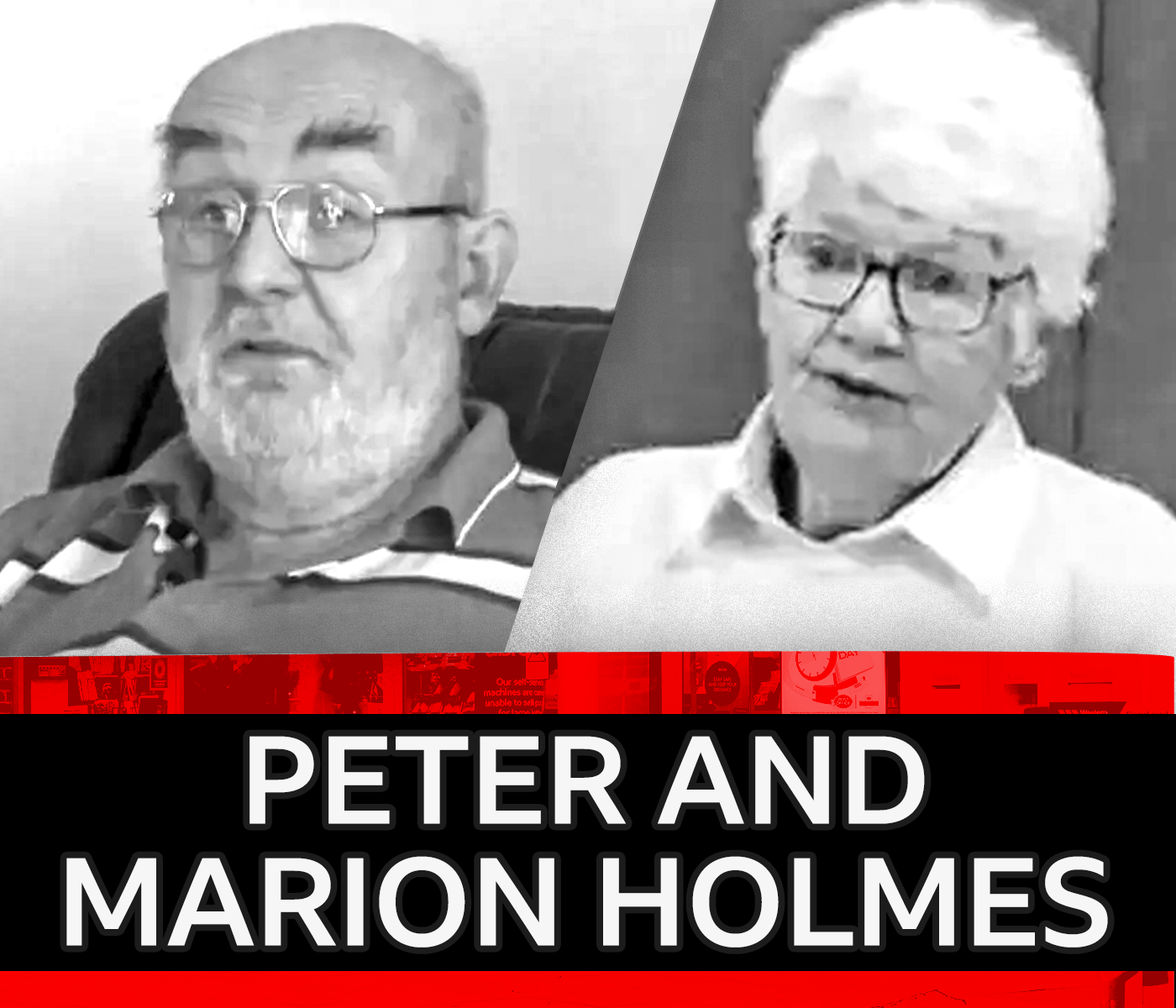 Peter and Marion Holmes placed on photograph next to each other