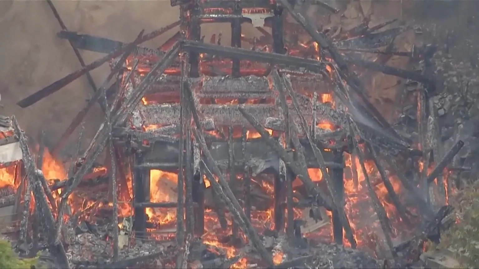Temple hall burning