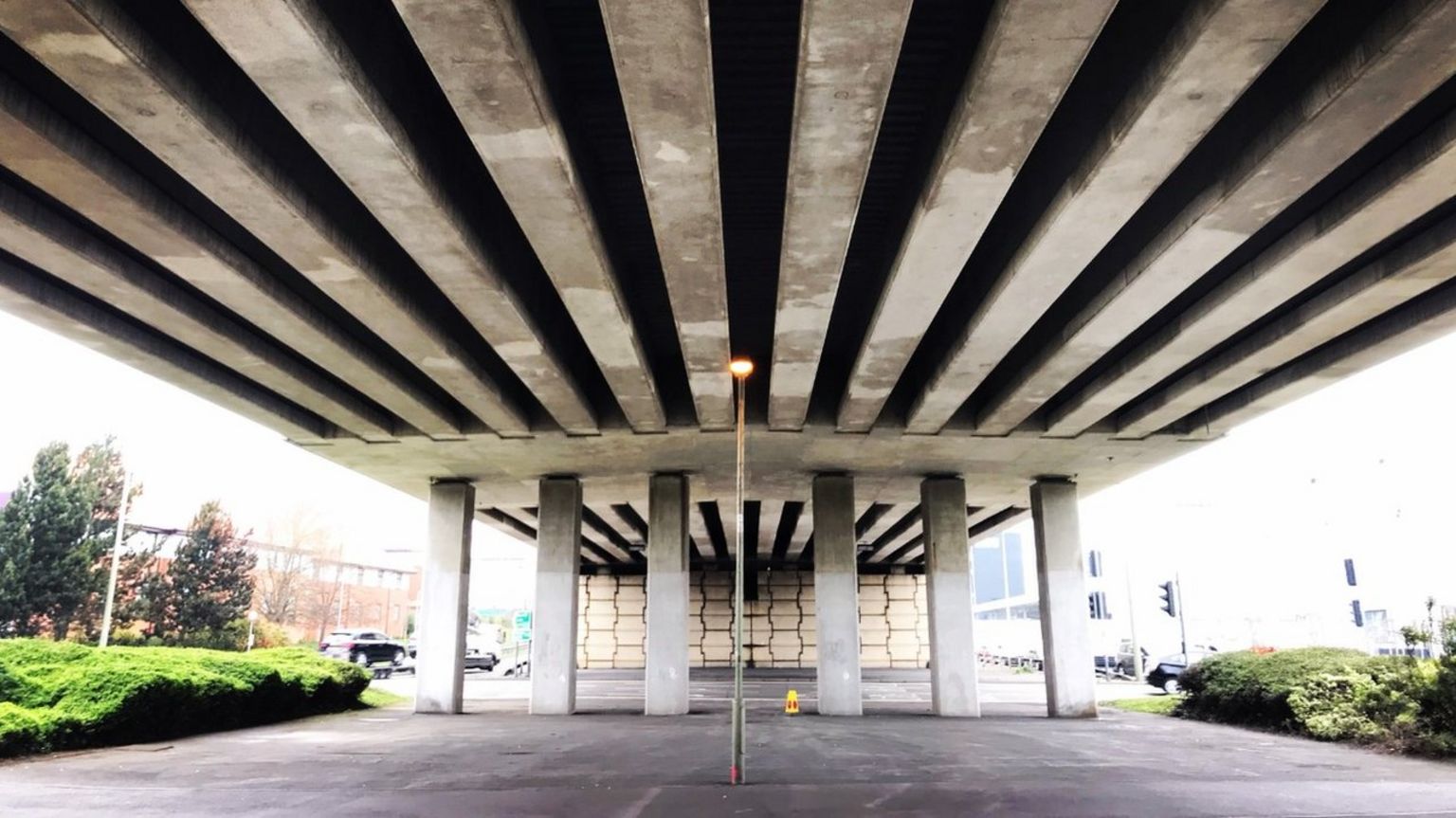 Under the Oxford ring road flyover in Cowley