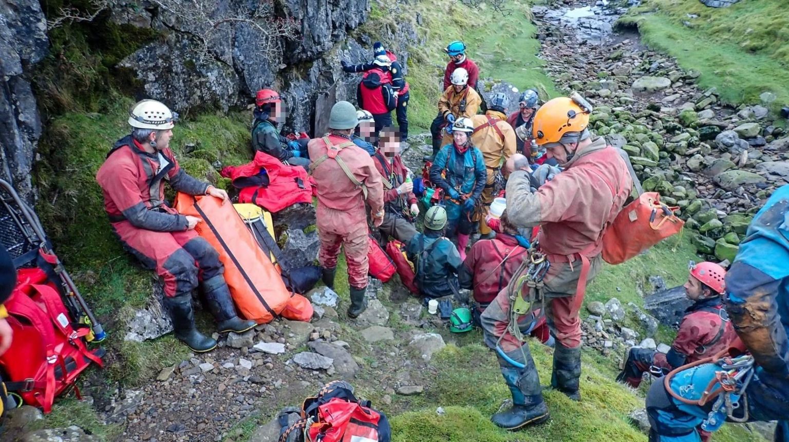 Nine cavers safe after being brought to safety
